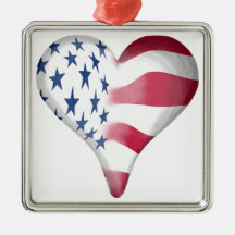 Flag Heart Christmas Tree Ornaments