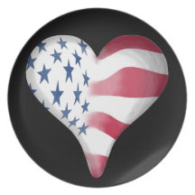 Flag Heart Party Plates