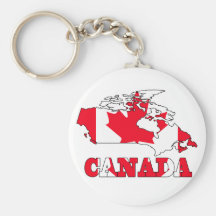 Flag in Map of Canada Keychains