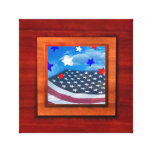 Flag in wood illusion wrapped canvas photo frame stretched canvas prints