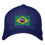 Flag of Brazil in Green, Yellow and Blue embroidered hats