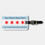 Flag of Chicago Luggage Tag w/ leather strap