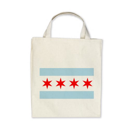 Flag of Chicago Organic Grocery Tote Canvas Bags