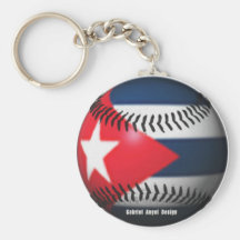 Flag of Cuba on a Baseball Keychain