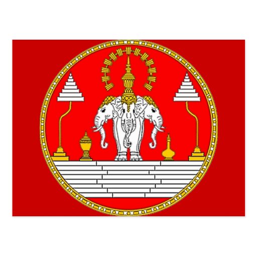 FLAG OF LAOS THREE HEAD ELEPHANT POSTCARDS