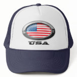 Flag of The United States in Steel Frame Mesh Hat