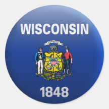 Flag of Wisconsin Round Sticker