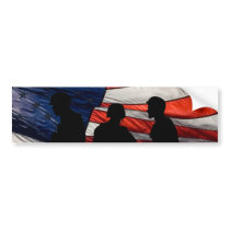 Flag with Soldier Silhouette Bumper Sticker
