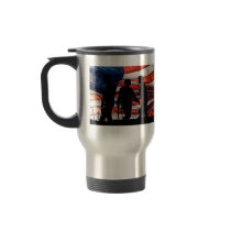 Flag with Soldier Silhouette Travel Mug