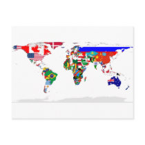 Flagged world postcard