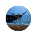 Flagler Beach Pier Round Wallclocks
