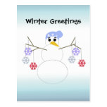 Flakey Snowman with Snowflake Ornaments Postcards