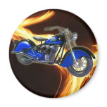 Flame Streaks with Blue Motorcycle magnets