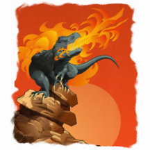 Flame Throwing Dinosaur Art by Michael Grills Photo Cutout