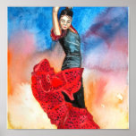 FLAMENCO DANCER watercolour posters