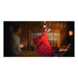 Flamenco fire lights a tea house in Tokyo, Japan photo cards