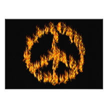 Flames and Hearts Peace Sign Custom Invites