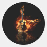 flamin guitar round sticker