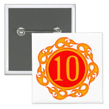 Flaming 10th Birthday Gifts Pin