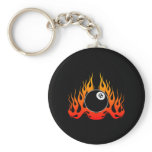 Flaming 8 Ball Black Key Chain