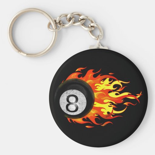 Flaming 8 Ball Keychains