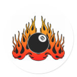 Flaming 8 Ball Round Sticker