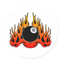 Flaming 8 Ball Round Sticker