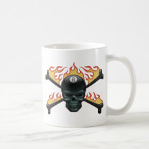 Flaming 8 Skull Coffee Mugs