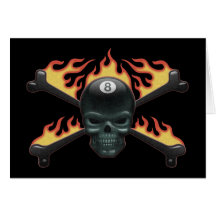 Flaming 8 Skull Greeting Cards