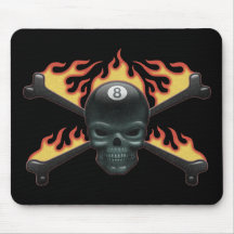 Flaming 8 Skull Mousemat