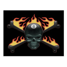 Flaming 8 Skull Postcard