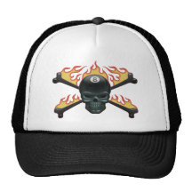 Flaming 8 Skull Trucker Hats