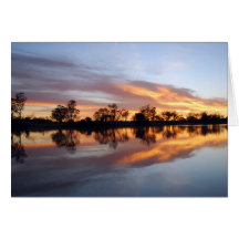 Flaming Arrow Sunrise On The River Murray Greeting Cards