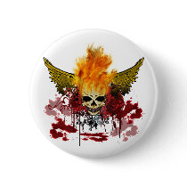 Flaming Bloody Skull Pins