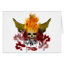 Flaming Bloody Skull Greeting Cards