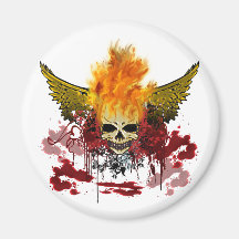 Flaming Bloody Skull Fridge Magnets