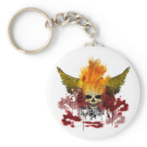 Flaming Bloody Skull Keychain