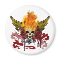 Flaming Bloody Skull Fridge Magnets