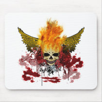 Flaming Bloody Skull Mouse Pads