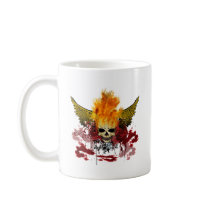Flaming Bloody Skull Coffee Mug