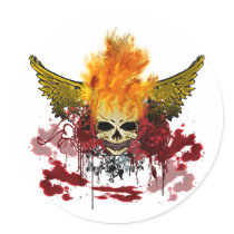 Flaming Bloody Skull Sticker