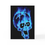 Flaming Blue Skull Halloween Card
