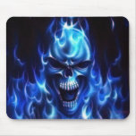 Flaming Blue Skull Mouse Mats