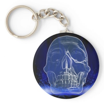 Flaming Cystal Skull Keychains by NotionsbyNique