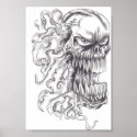 Flaming Demonic Skull Art Poster posters