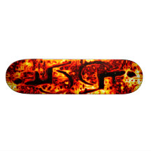 Flaming Fire Handicap Symbol Skate Boards