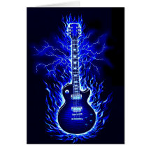 Flaming Guitar Card