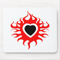 flaming heart mouse mats