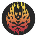 Flaming Heart Skull Stickers