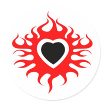 flaming heart sticker